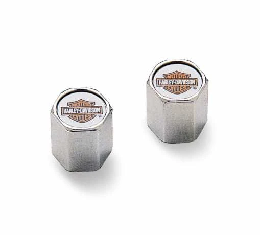 Harley Davidson Ventilkappen Bar & Shield Orange & Chrom