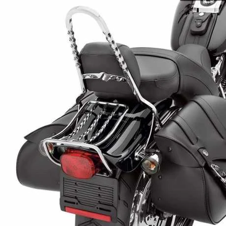 Harley Davidson Sozius Rückenpolster Leder Schwarz Glatt – Bild 2