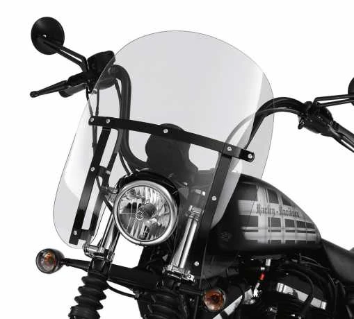 Harley Davidson Abnehmbare Kompakt-Windschutzscheibe 14" Leicht Getönt & Schwarze Streben