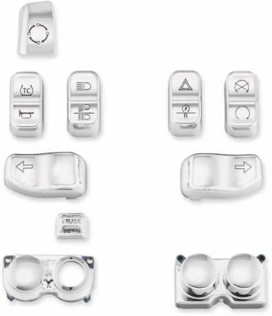 Harley Davidson Switch Cap Schalterkappen Kit Chrom